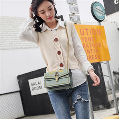 PU Leather Small Shoulder Bag For Women Chain Lock Messenger Bag