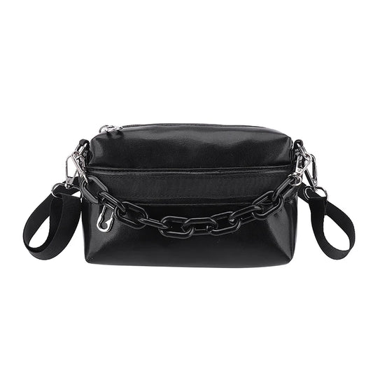 PU Leather Small Shoulder Crossbody Bags with Acrylic Chain