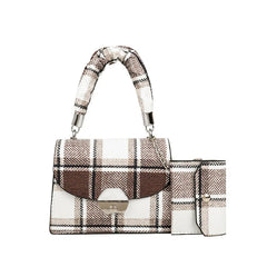 PU Leather Small Square Bag Female Retro Contrast Flap Shoulder Bag