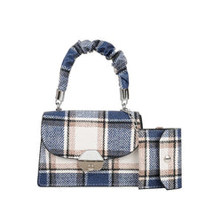 PU Leather Small Square Bag Female Retro Contrast Flap Shoulder Bag