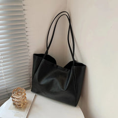 PU Leather Solid Women Shoulder Shopping Bag Casual Ladies Large Capacity Tote H