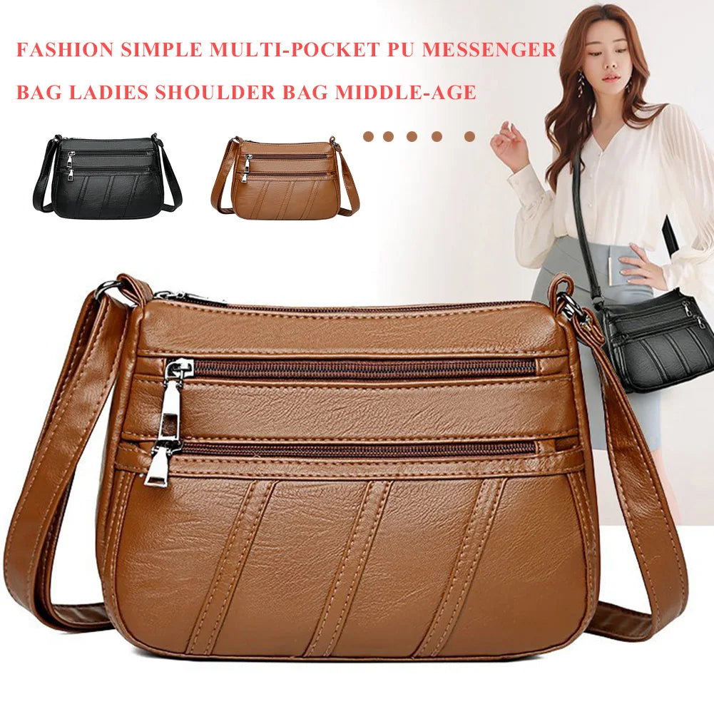 PU Leather Messenger Purse Handbag Women Daily Bag