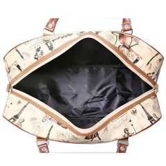 PU Leather Travel Tote Bags Large Feminine Overnight Weekend Duffle Organizer