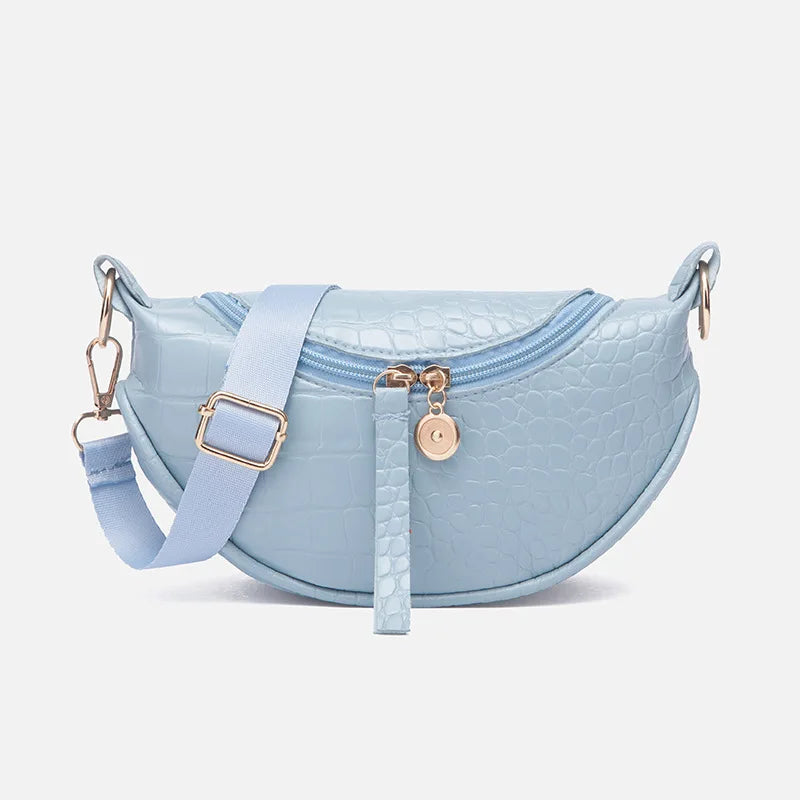 Crocodile Pattern Chest Bag for Women Zipper Shoulder Messenger Handbags