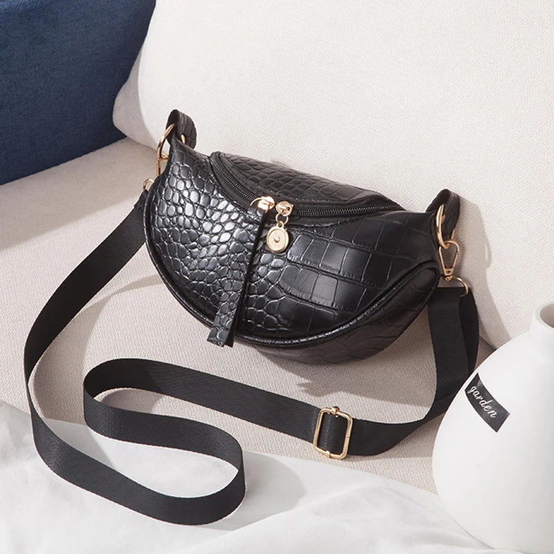 Crocodile Pattern Zipper Chest Bag for Women