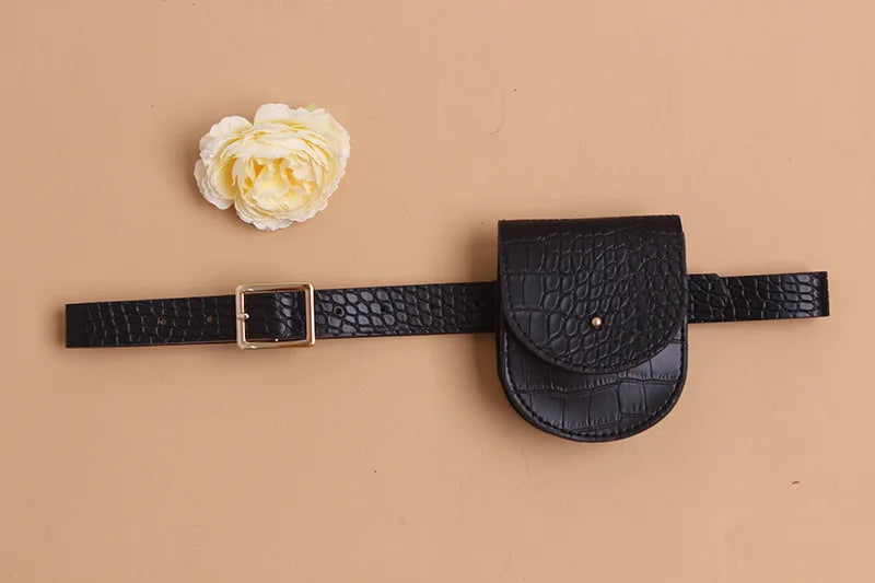 Women's PU Leather Waist Bag Fanny Pack Retro Mini Travel Chest Belt Bag