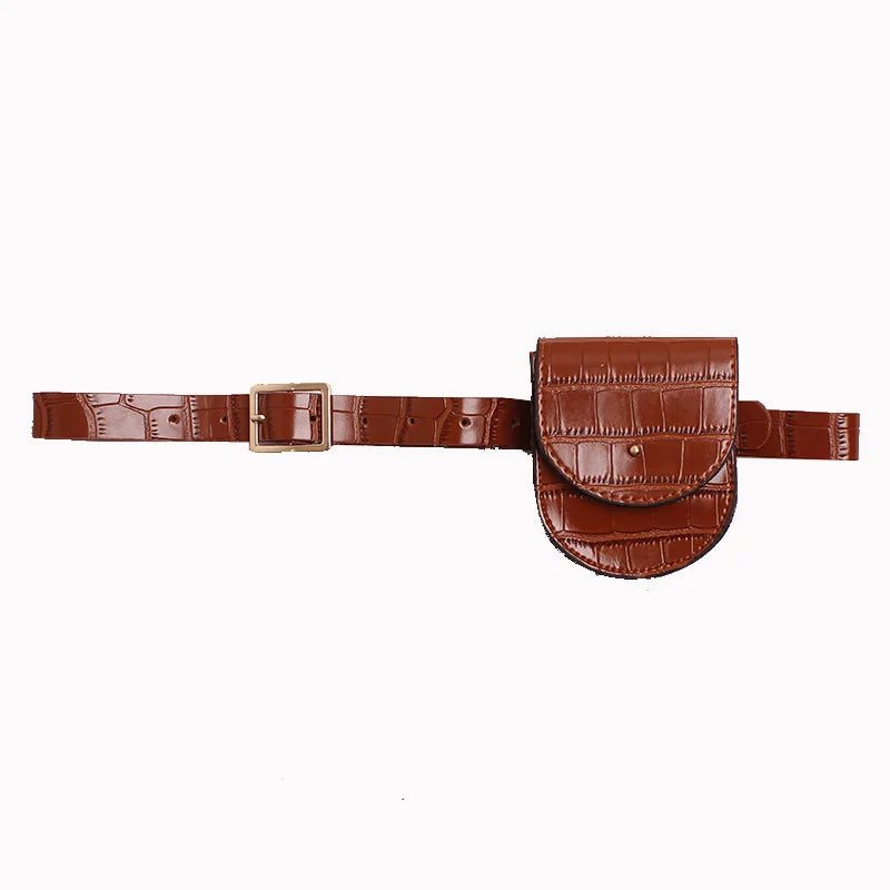 Women's PU Leather Waist Bag Fanny Pack Retro Mini Travel Chest Belt Bag
