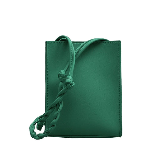 PU Leather Weave Belt Crossbody Small Square Messenger Bag for Women Girls