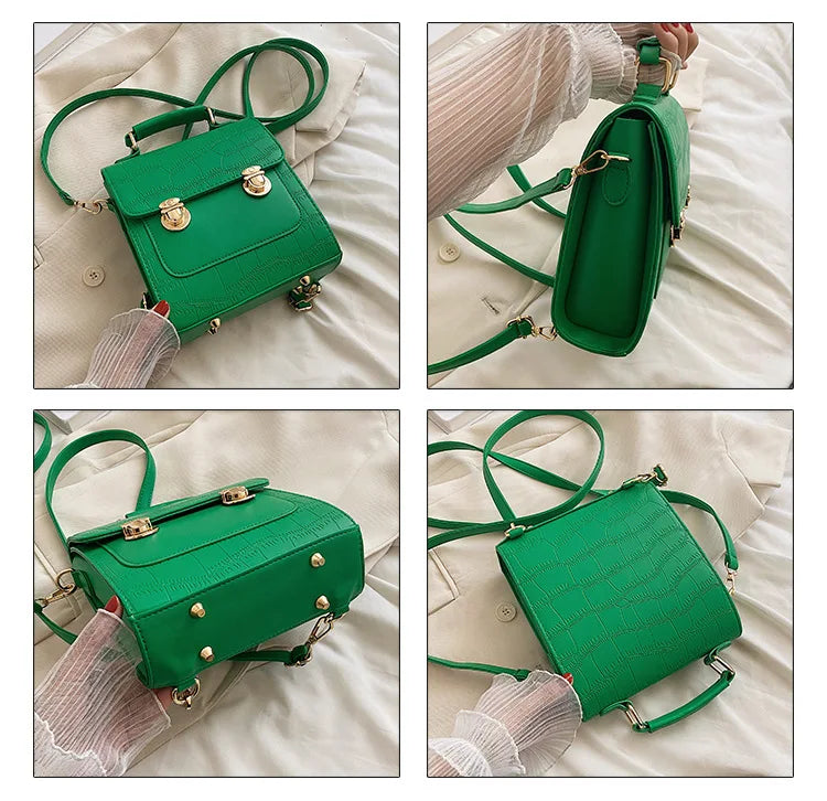 Crocodile PU Leather Women Backpack School Bags