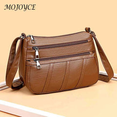 PU Leather Women Shoulder Bag Solid Messenger Crossbody Bags Multi-pocket