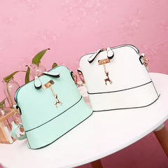 PU Leather Women Shoulder Bag Vintage Mini Crossbody Bag Deer Pendant Handbag