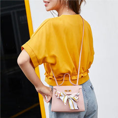 Stylish PU Leather Shoulder Bag with Bowknot Crossbody
