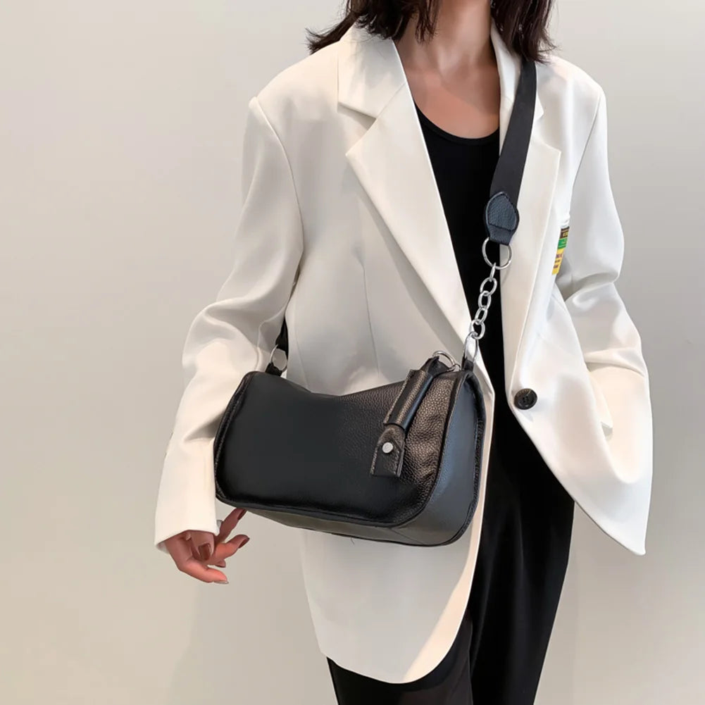 PU Leather Women Shoulder Bags Chain Shopper Purse Solid All-match Soft Casual G