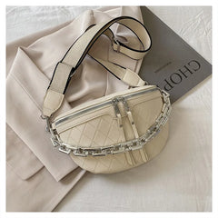 PU Leather Women Waist Bag Chain Fanny Pack Chest Bag Small Shell