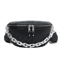 PU Leather Women Waist Bag Chain Fanny Pack Chest Bag Small Shell