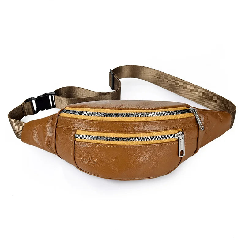PU Leather Waist Bag Chest Bag Crossbody Travel Phone Pouch