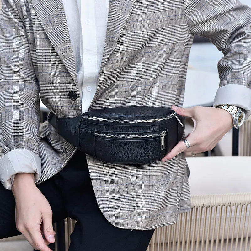 PU Leather Waist Bag Chest Bag Crossbody Travel Phone Pouch