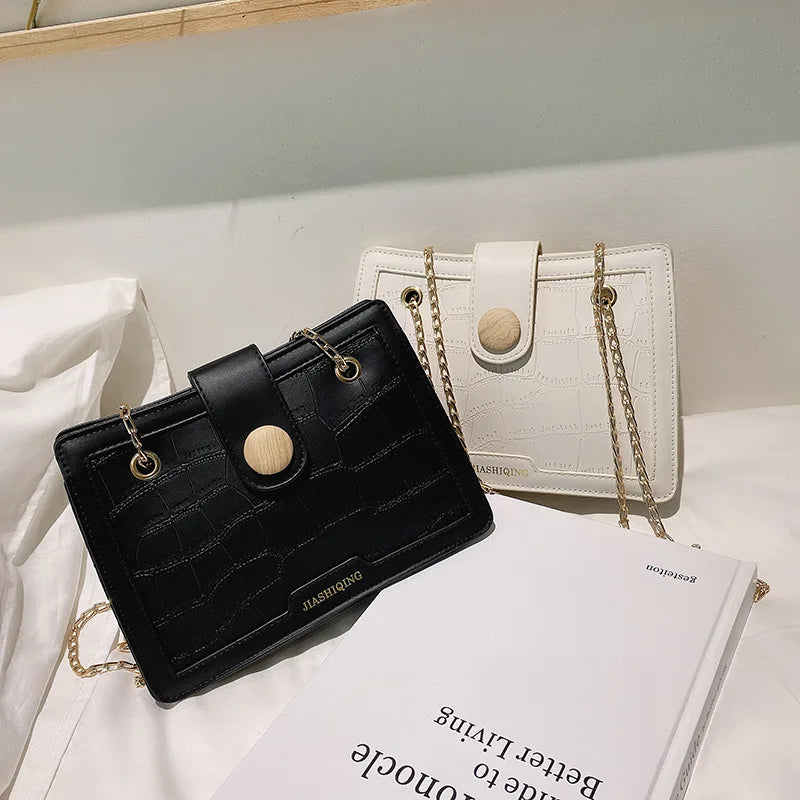 Crocodile Pattern Shoulder Bag Chain Handbag Small Square Bag