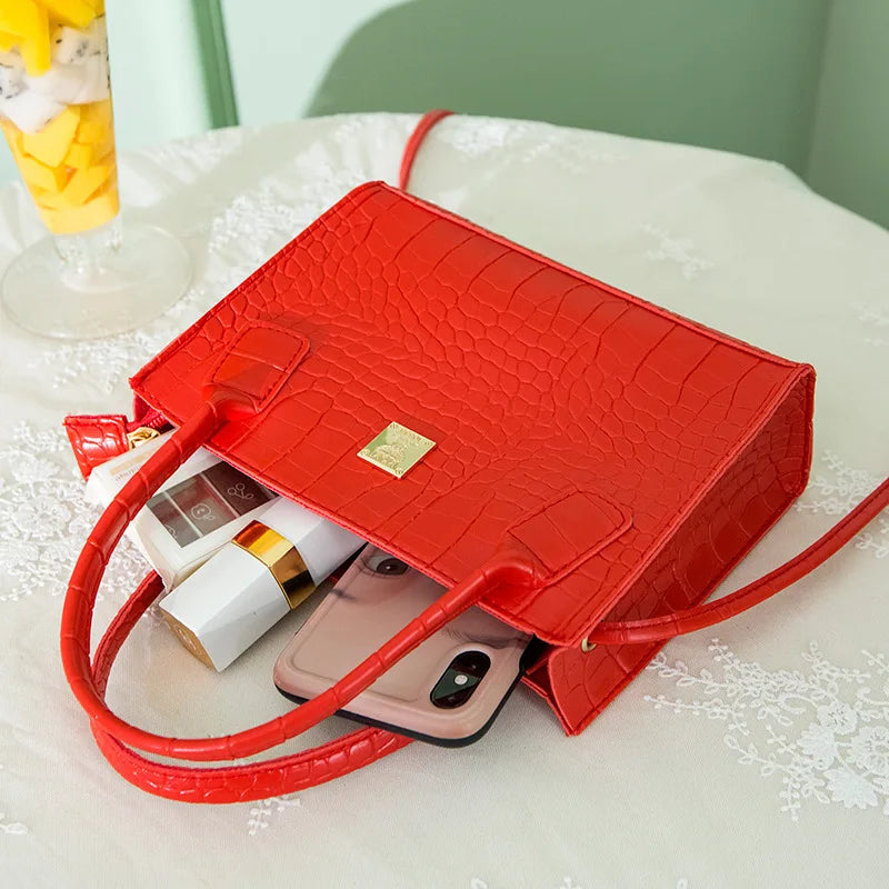 Crocodile Pattern Shoulder Bag Ladies Handbag Small Square Bag