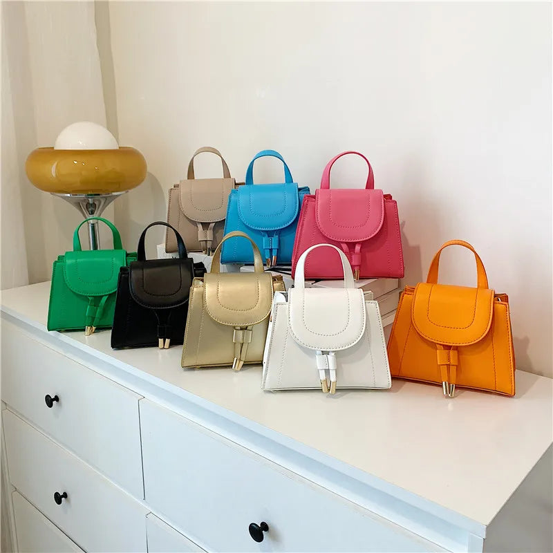 PU Leather Women's Handle Bag Tassel Lock Handbags Small Shoulder Bag