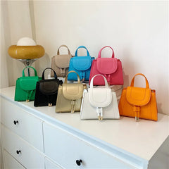 PU Leather Women's Handle Bag Tassel Lock Handbags Small Shoulder Bag