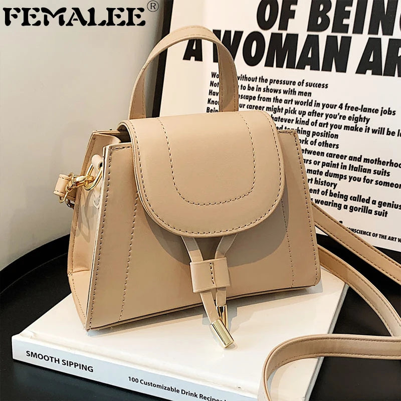PU Leather Women's Handle Bag Tassel Lock Handbags Small Shoulder Bag