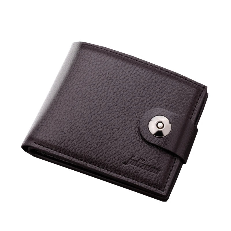 PU Men's Wallet Retro Woven Pattern Leather Short Wallet Multi-Card Zipper Purse