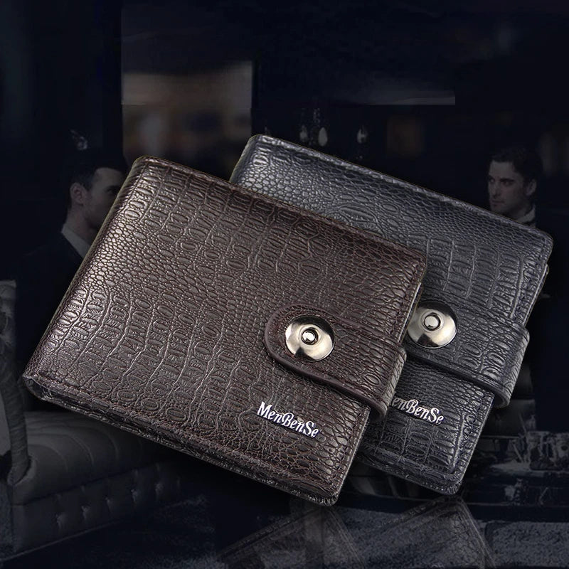 PU Men's Wallet Retro Woven Pattern Leather Men's Short Wallet Multi-Card Wallet