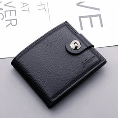 PU Men's Wallet Retro Woven Pattern Leather Short Wallet Multi-Card Zipper Purse