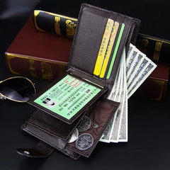 PU Men's Wallet Retro Woven Pattern Leather Men's Short Wallet Multi-Card Wallet