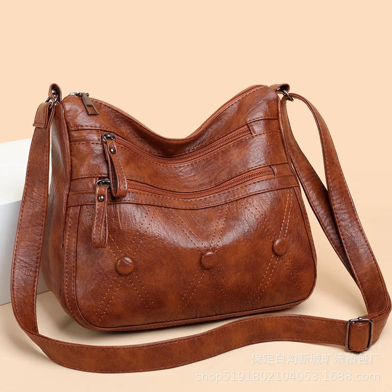 PU Soft Leather Texture Diagonal Bag Large Capacity Shoulder Bag
