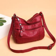 PU Soft Leather Women's Bag Multi-compartment Shoulder Messenger Bag