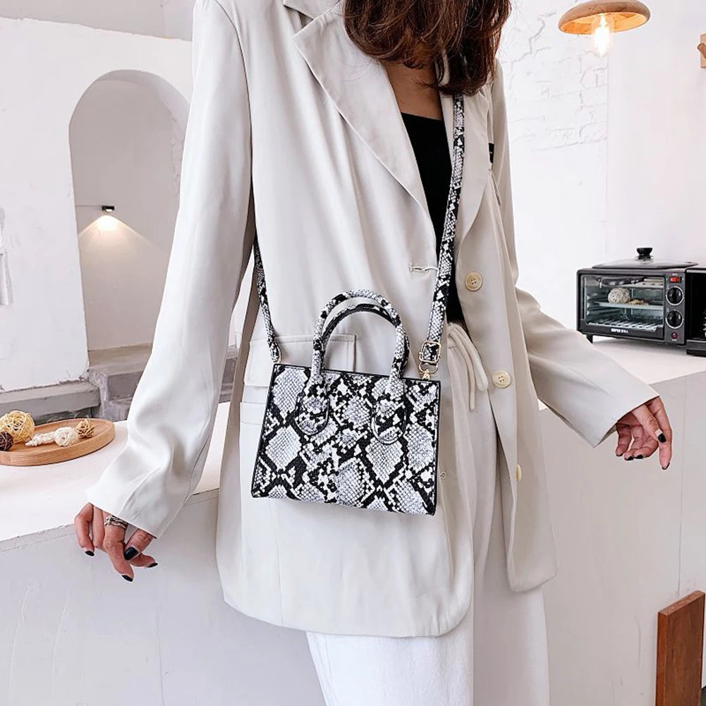 PU Top-Handle Shoulder Bags Retro Animal Print Women Messenger Handbag