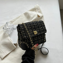 PU Tweed Ladies Chains Clutch Bags Quilted Fall Winter Shoulder Purses