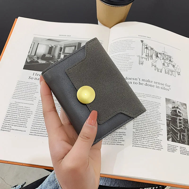 PU Wallet Leather Small Wallet Women Short Three-fold Wallet Korea Mini Wallet M