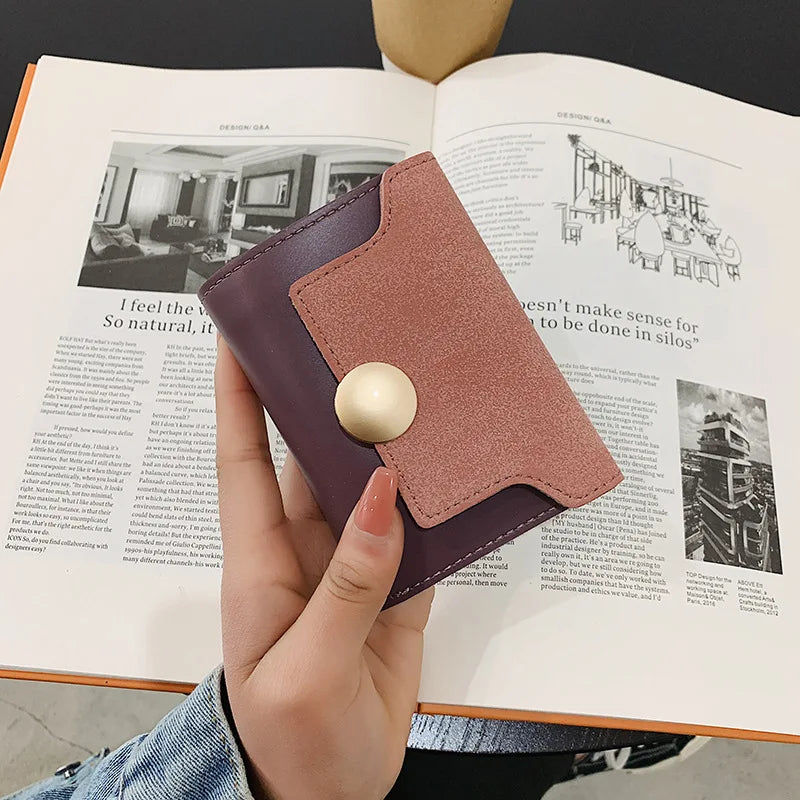 PU Wallet Leather Small Wallet Women Short Three-fold Wallet Korea Mini Wallet M