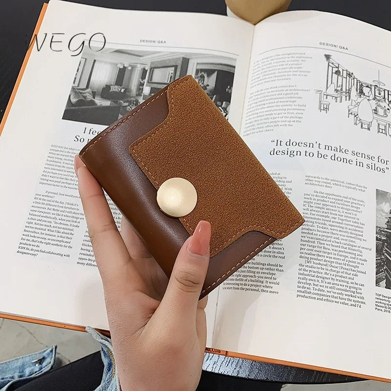 PU Wallet Leather Small Wallet Women Short Three-fold Wallet Korea Mini Wallet M