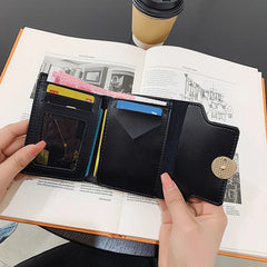 PU Wallet Leather Small Wallet Women Short Three-fold Wallet Korea Mini Wallet M
