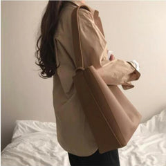 PU Leather Women Shoulder Bag Large Capacity Bucket Bag