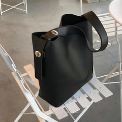PU Leather Women Shoulder Bag Large Capacity Bucket Bag