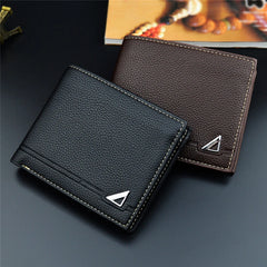 Coffee PU Leather Men's Wallet Short Three Fold Mature Small Boyfriend Wallet