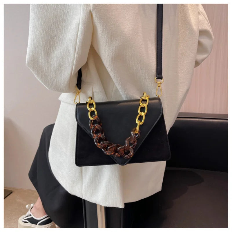 PU polish Shoulder Crossbody Square Bags for Women Vintage Solid Small Flap