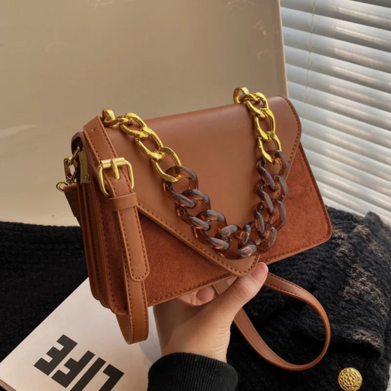 PU polish Shoulder Crossbody Square Bags for Women Vintage Solid Small Flap
