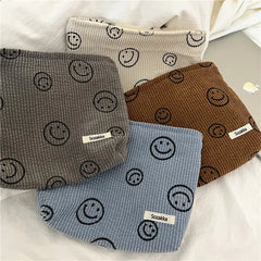 Face Pattern Makeup Bag Canvas Cosmetic Travel Beauty Storage Organizer