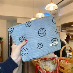 Face Pattern Makeup Bag Canvas Cosmetic Travel Beauty Storage Organizer