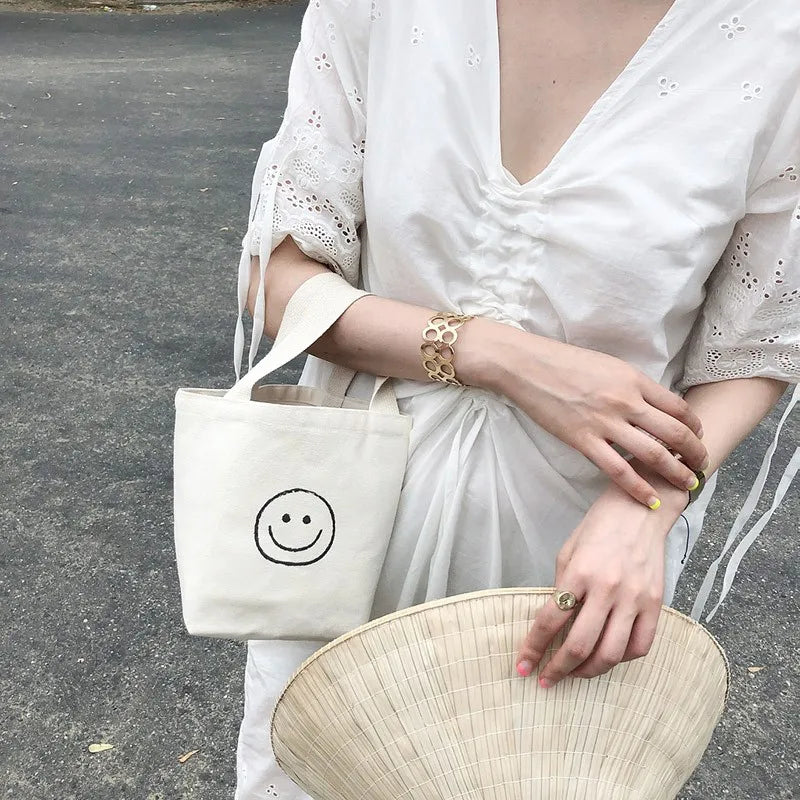 Smile Face Mini Shopping Bag for Women Mobile Phone Lady Purse Small Handbag