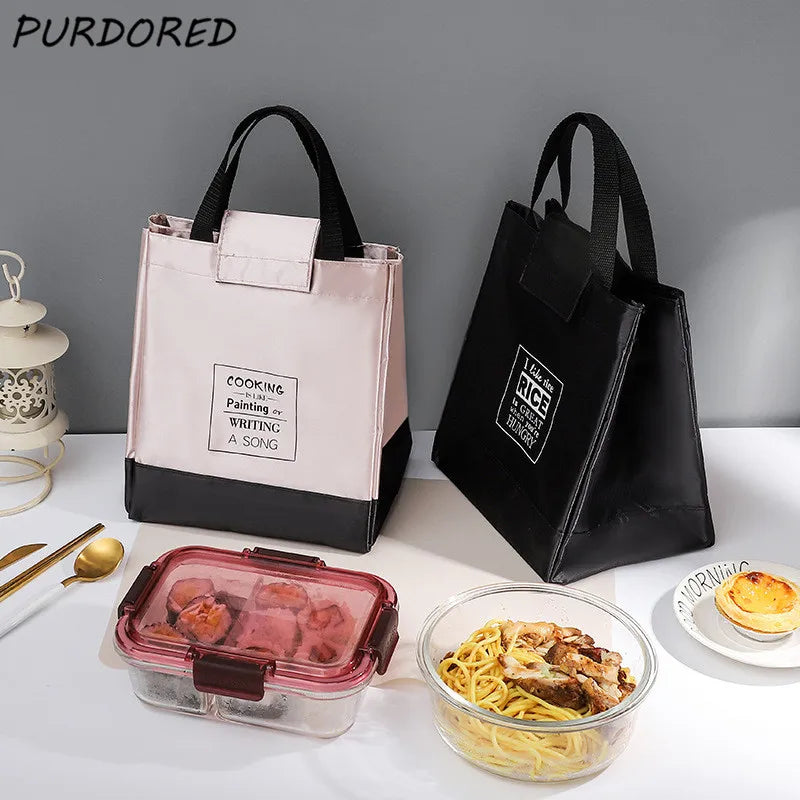 Large Pink Lunch Bag for Women Insulated Bento Pouch Thermal Tote