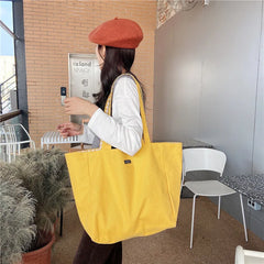 Large Women Plaid Shopping Bag Reusable Canvas Shoulder Bag 6 Colors Tote Bag