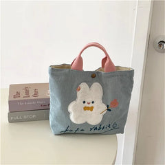 Women's Cartoon Rabbit Mini Handbag Corduroy Small Shopping Bag