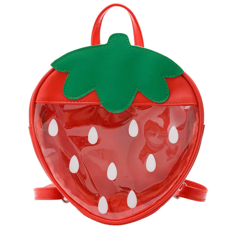 Transparent PVC Strawberry Schoolbag for Kids